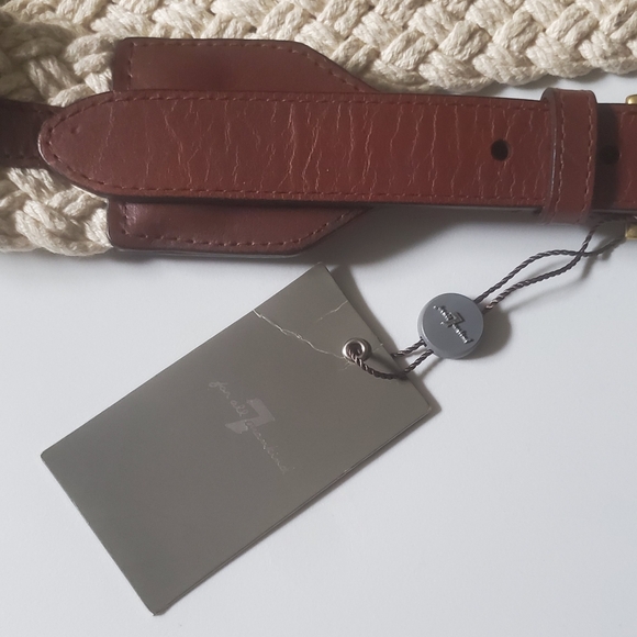 New $108 7 for all Mankind 7FAM WOMEN'S WOVEN BELT WITH COGNAC LEATHER L NWT - Picture 6 of 9